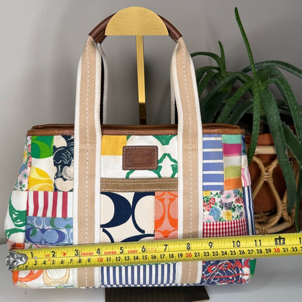 Coach Patchwork Tote Bag Canvas Multicolor Hamptons Legacy Y2K Shoulder Purse - Picture 10 of 13